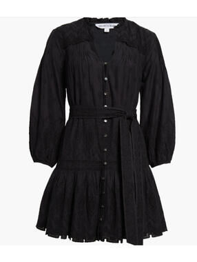 NEW, Veronica Beard Chrisjen Embroidered Cotton Minidress in Black Sz 14 #MD1713